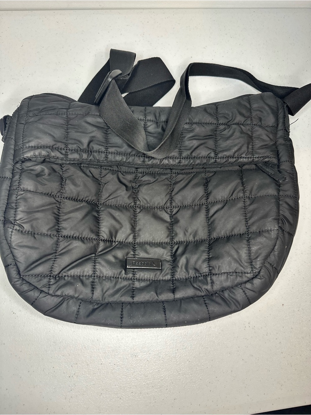 Reebok Black Quilted Messenger Crossbody Bag